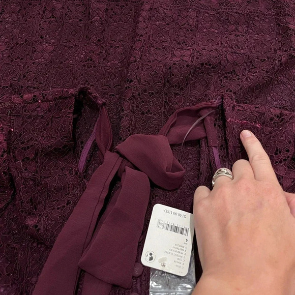 NWT Free People HONEY HONEY Lace Long Sleeve Minidress in Potent Purple - Size 4 - Picture 9 of 12